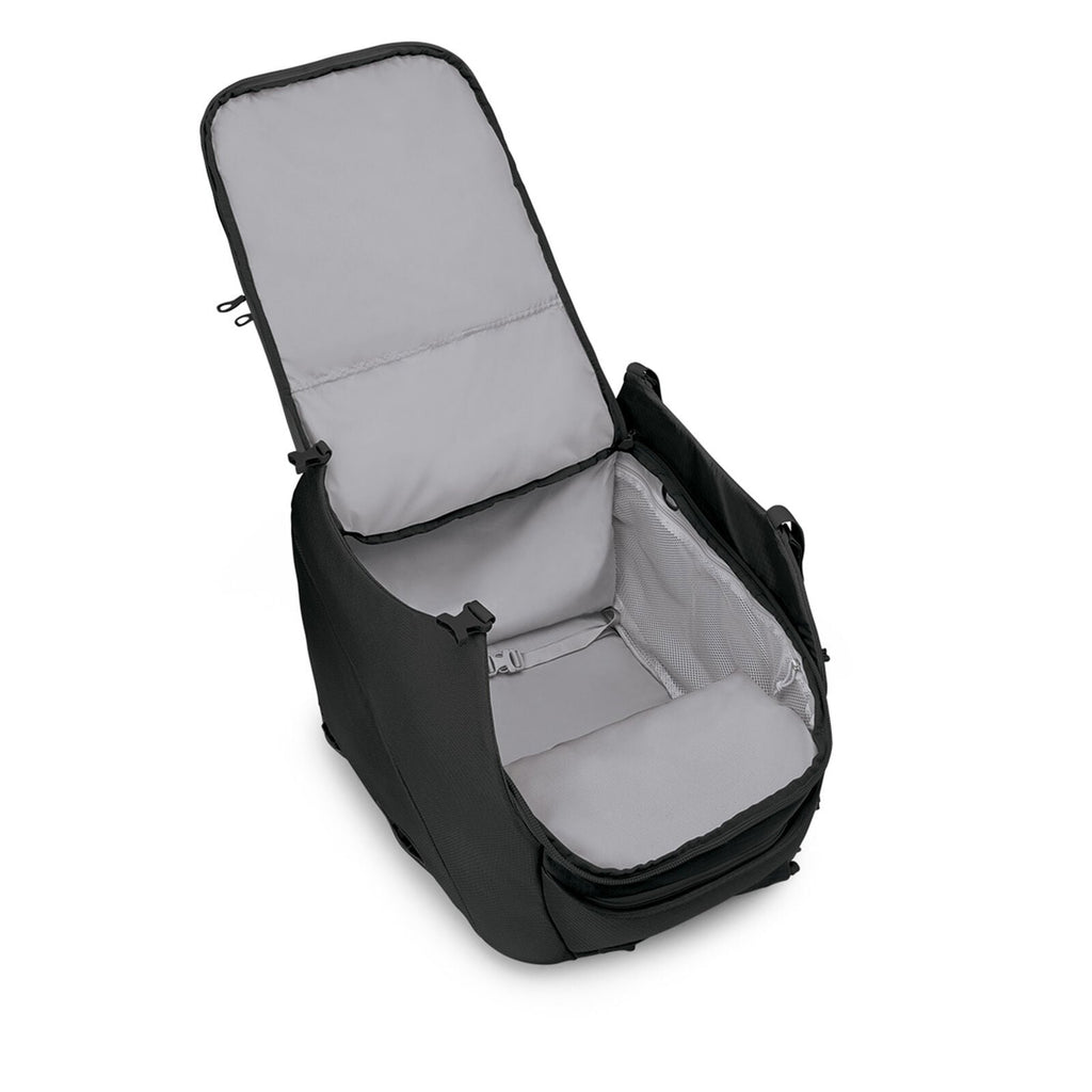 Internal image of the Osprey Sojourn Porter Travel Pack 60 in the color Black