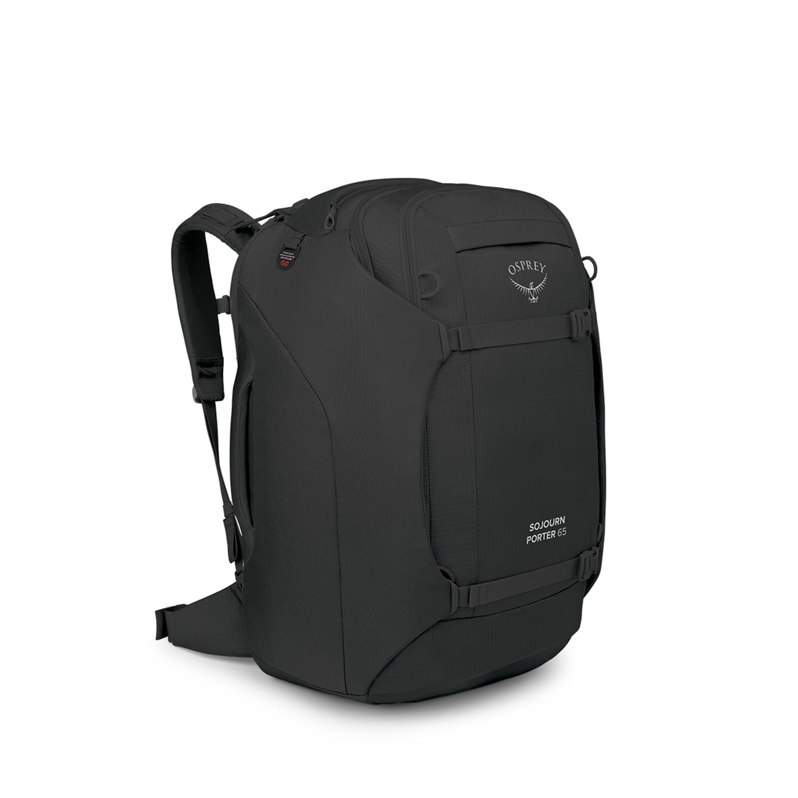 Side image of the Osprey Sojourn Porter Travel Pack 60 in the color Black