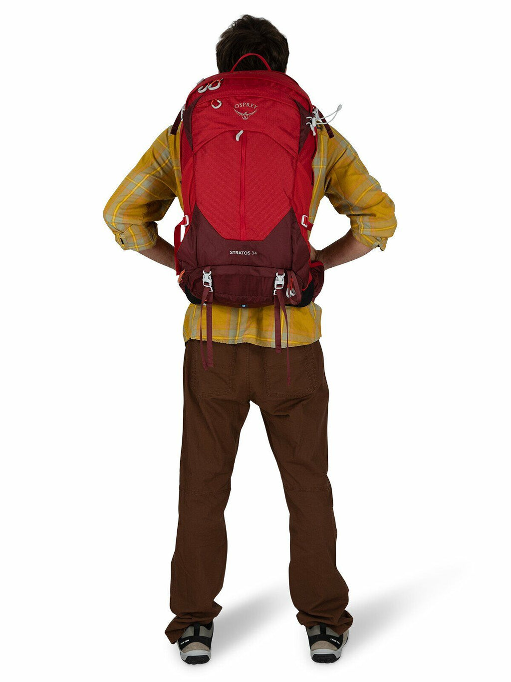 a person modeling the STRATOS 34 in color poinsettiared