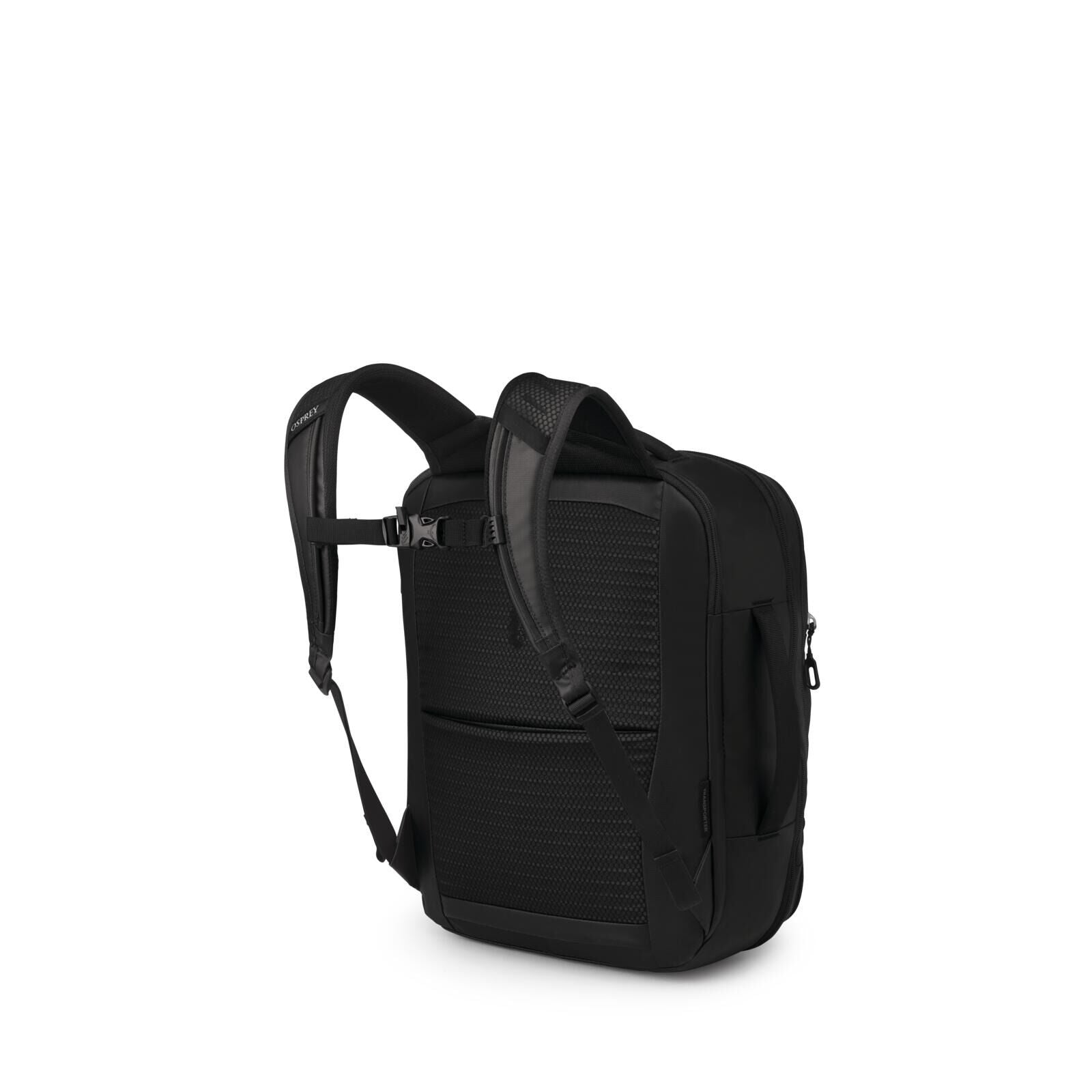 Sideback image of Osprey's Transporter Travel Pack 26+6 in the color Raven Black