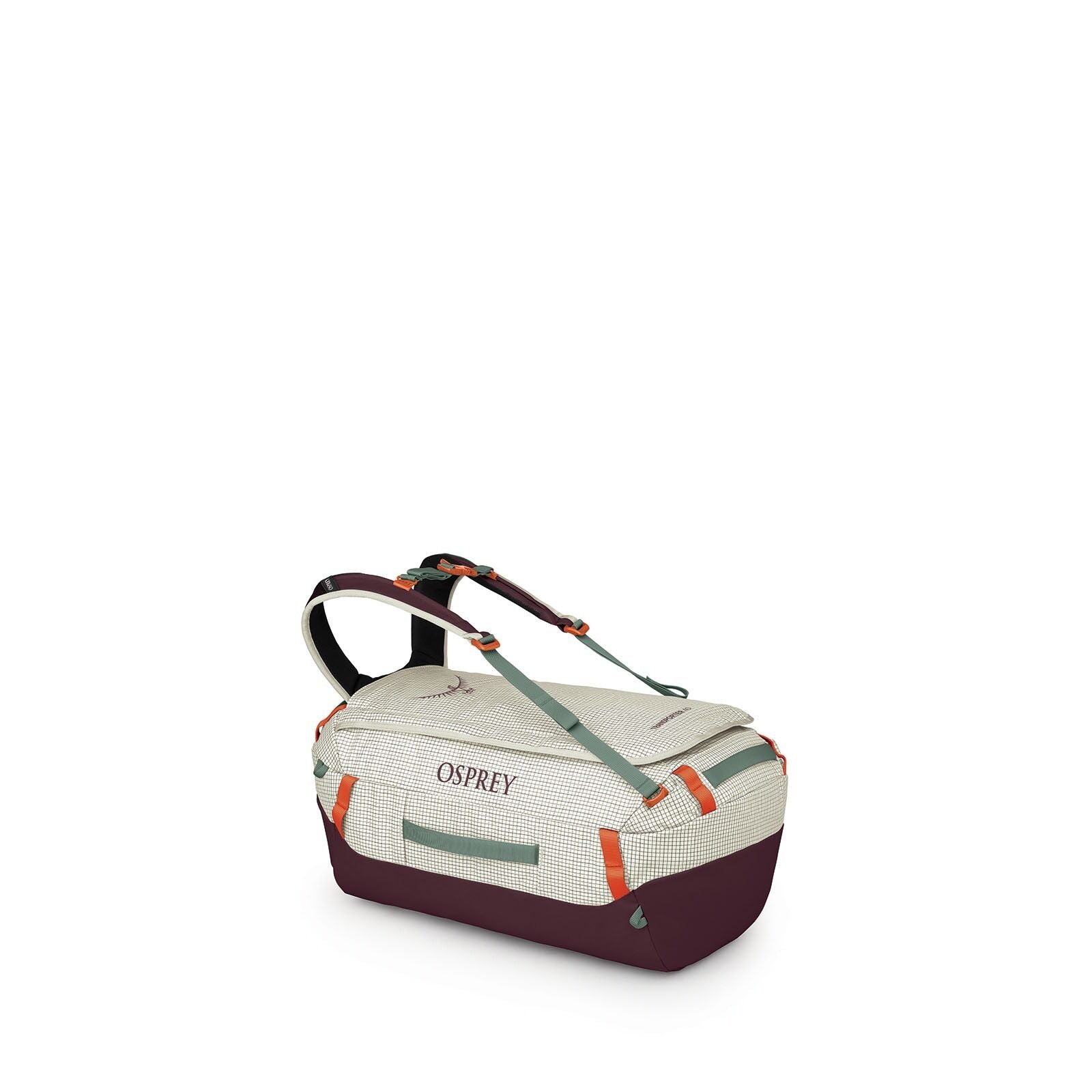 Side image of Osprey's Transporter duffel 40 in the color Mystery White