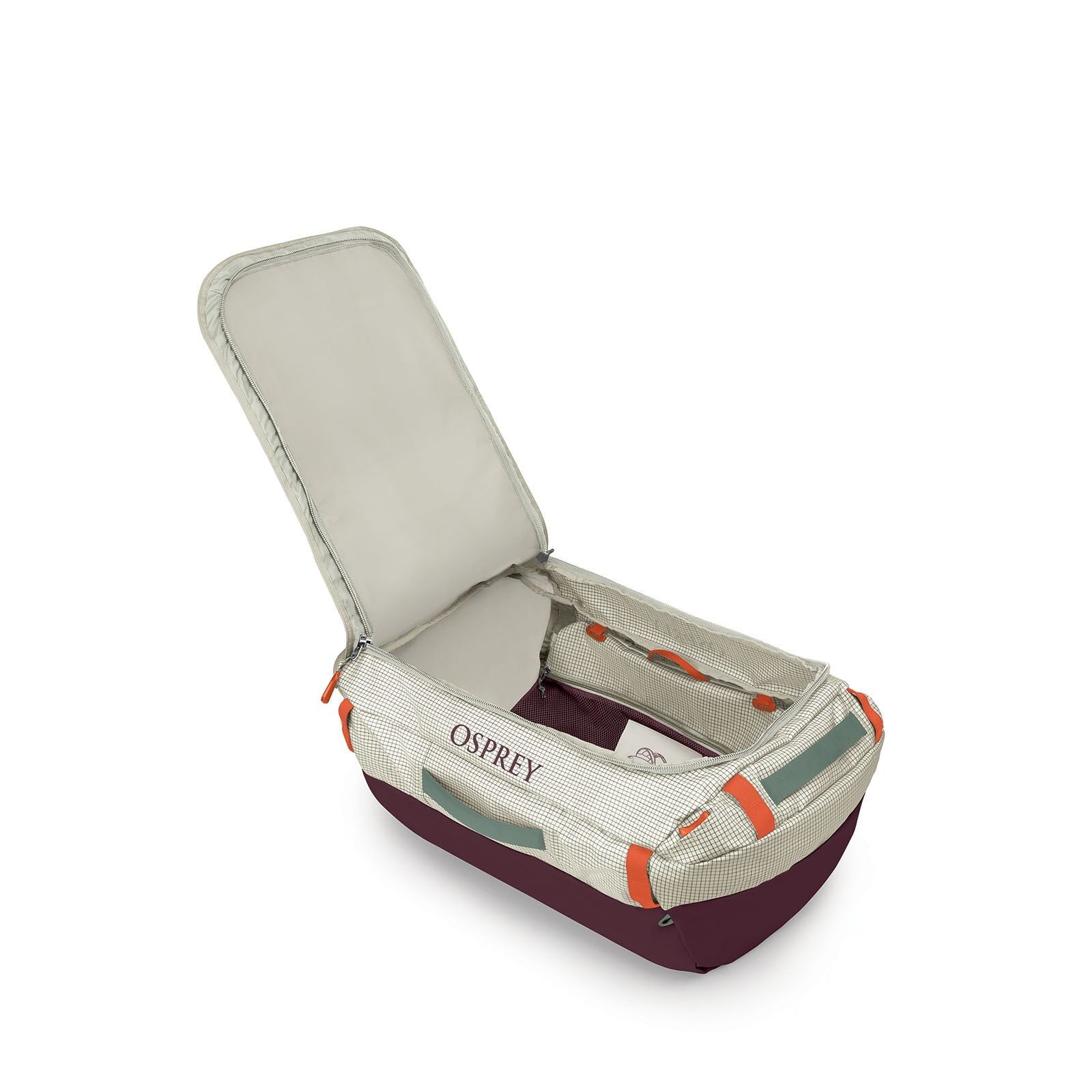 Internal image of the Transporter Duffel 65 in the color Mystery White