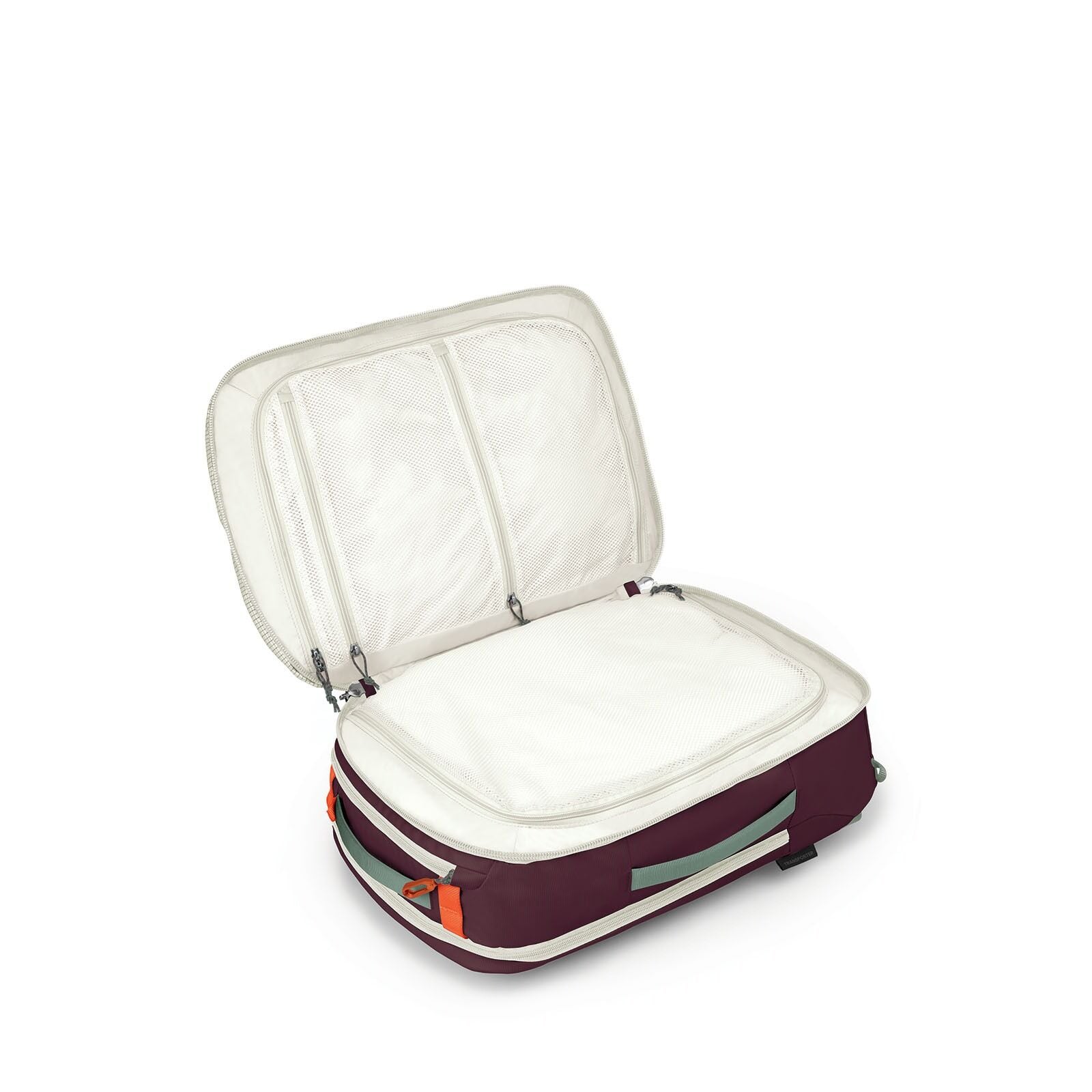 Internal image of Osprey's Transporter Travel Pack 26+6 in the color Mystery White