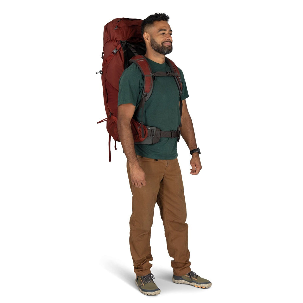 on body view of the AETHER 55 in color Deep Acorn Red